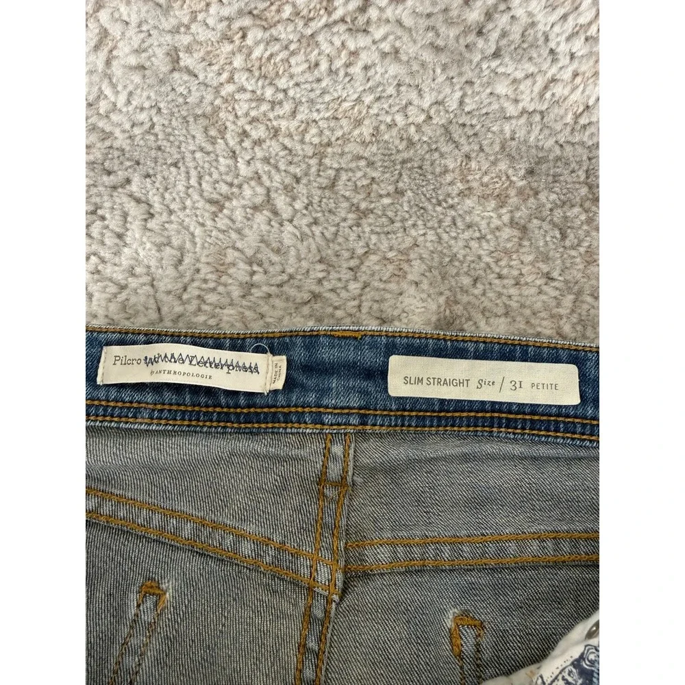 Pilcro and the Letterpress Size 31p Slim Straight Raw Hem Jeans Blue Women - Picture 8 of 10